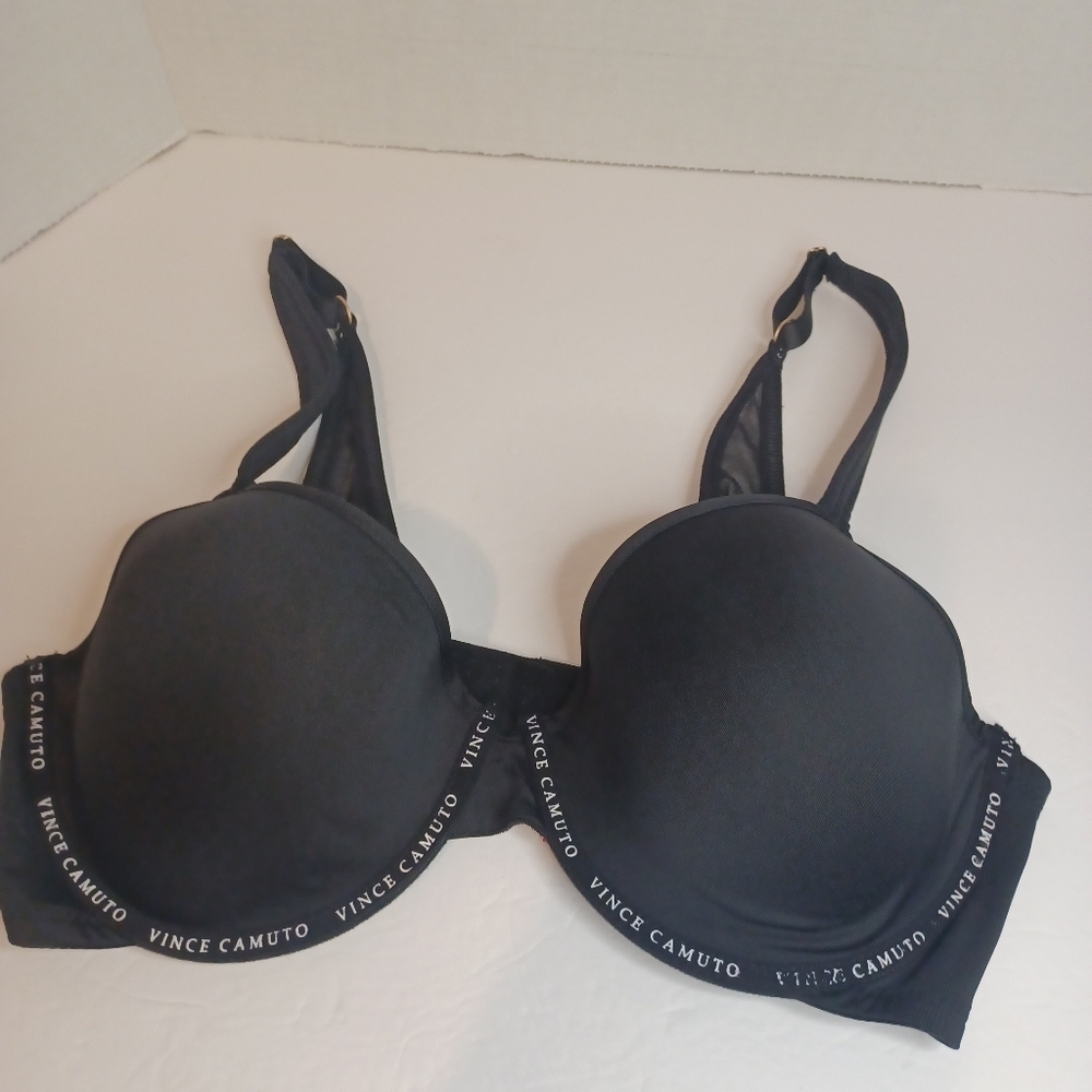Vince Camuto Underwire T-Shirt Bra‎ Sz 42C Black Comfort Adjustable RN# 71222